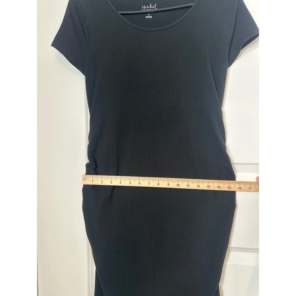 Isabel Maternity Ingrid & Isabel Black Ruched Bodycon Dress Short Sleeve Size M